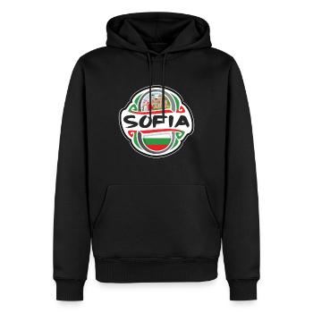Sofia Bulgarien Flagge Abzeichen Reise Souvenir Briefmarke - Männer Premium Bio Hoodie - Schwarz - Vorne - Nico (187cm)
