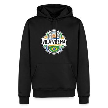 Vila Velha Brésil Drapeau Badge Souvenir de Voyage Timbre - Sweat à capuche Premium bio Homme - noir - Devant - Nico (187cm)