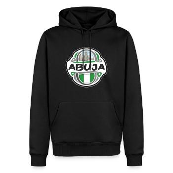 Abuja Nigeria Drapeau Badge Voyage Souvenir Timbre - Sweat à capuche Premium bio Homme - noir - Devant - Nico (187cm)