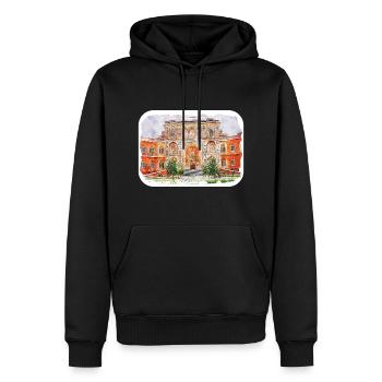 Jaipur Inde Aquarelle Esquisse Peinture Dessinée - Sweat à capuche Premium bio Homme - noir - Devant - Nico (187cm)