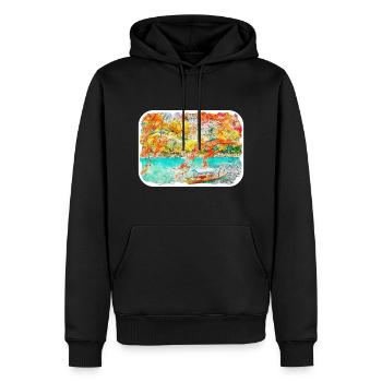 Japan Aquarellskizze Handgezeichnete Illustration - Männer Premium Bio Hoodie - Schwarz - Vorne - Nico (187cm)