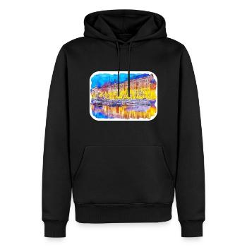Helsinki Finnland Aquarell Skizze Illustration - Männer Premium Bio Hoodie - Schwarz - Vorne - Nico (187cm)