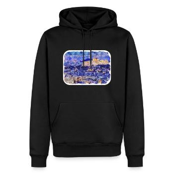 Athènes Grèce Aquarelle Esquisse Dessinée Peinture - Sweat à capuche Premium bio Homme - noir - Devant - Nico (187cm)