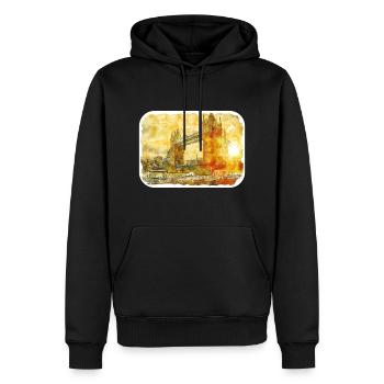 England UK Watercolor Sketch Drawn Illustration - Men’s Premium Organic Hoodie - black - Front - Nico (187cm)