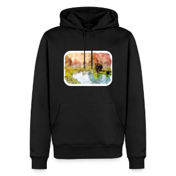Esquisse d’aquarelle de Chine Illustration dessinée à la main - Sweat à capuche Premium bio Homme - noir - Devant - Nico (187cm)