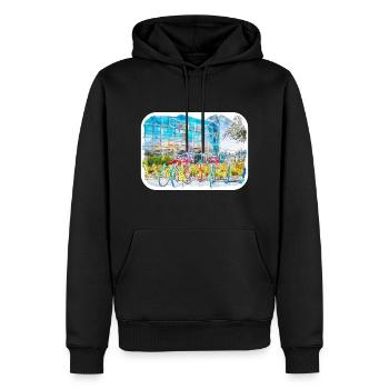 USA Aquarellskizze Handgezeichnete Illustration - Männer Premium Bio Hoodie - Schwarz - Vorne - Nico (187cm)