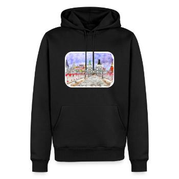 Moscou Russie Aquarelle Sketch Illustration - Sweat à capuche Premium bio Homme - noir - Devant - Nico (187cm)