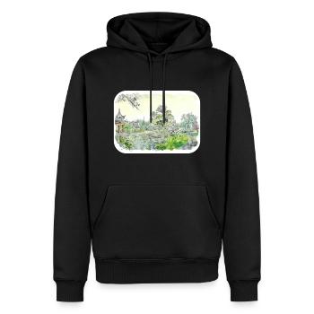 Japan Aquarellskizze Handgezeichnete Illustration - Männer Premium Bio Hoodie - Schwarz - Vorne - Nico (187cm)