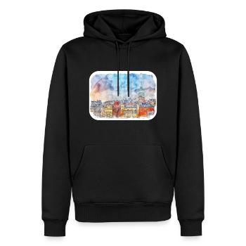 Helsinki Finnland Aquarell Skizze Illustration - Männer Premium Bio Hoodie - Schwarz - Vorne - Nico (187cm)