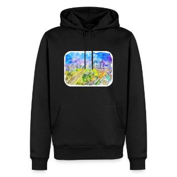 Indonésie Aquarelle Esquisse Dessinée à la Main Peinture - Sweat à capuche Premium bio Homme - noir - Devant - Nico (187cm)