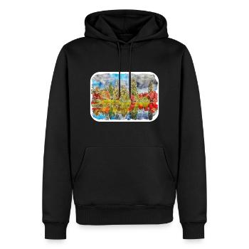 Angleterre Royaume-Uni Aquarelle Esquisse Dessinée à la main Peinture - Sweat à capuche Premium bio Homme - noir - Devant - Nico (187cm)