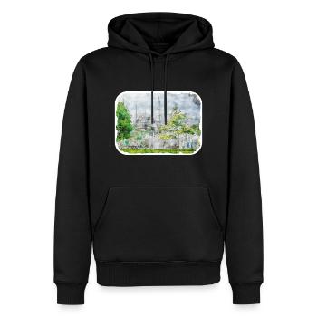 Dinde Aquarelle Esquisse Dessinée à la main Illustration - Sweat à capuche Premium bio Homme - noir - Devant - Nico (187cm)
