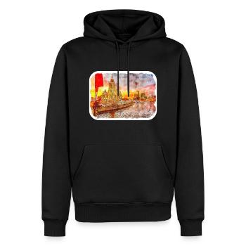 Moscou Russie Aquarelle Esquisse Dessinée Peinture - Sweat à capuche Premium bio Homme - noir - Devant - Nico (187cm)