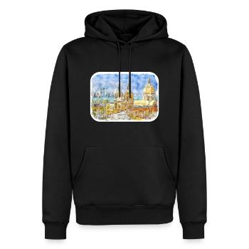 Carthagène Colombie Aquarelle Sketch Illustration - Sweat à capuche Premium bio Homme - noir - Devant - Nico (187cm)
