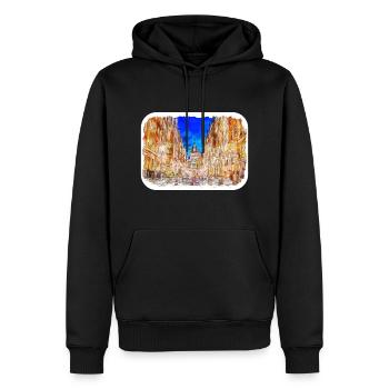 Pologne Repère Aquarelle Esquisse Dessin de peinture - Sweat à capuche Premium bio Homme - noir - Devant - Nico (187cm)