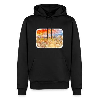 Australie Aquarelle Esquisse Dessinée à la Main Peinture - Sweat à capuche Premium bio Homme - noir - Devant - Nico (187cm)