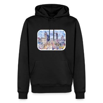 USA Aquarellskizze Handgezeichnete Illustration - Männer Premium Bio Hoodie - Schwarz - Vorne - Nico (187cm)