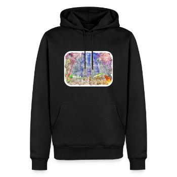 Malaisie Aquarelle Esquisse Dessinée à la Main Illustration - Sweat à capuche Premium bio Homme - noir - Devant - Nico (187cm)