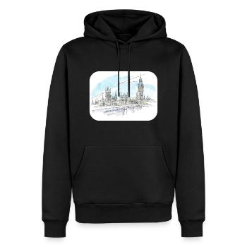 England UK Watercolor Sketch Drawn Illustration - Men’s Premium Organic Hoodie - black - Front - Nico (187cm)
