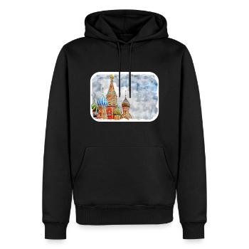 Moscou Russie Aquarelle Sketch Illustration - Sweat à capuche Premium bio Homme - noir - Devant - Nico (187cm)