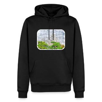 Japan Aquarellskizze Handgezeichnete Illustration - Männer Premium Bio Hoodie - Schwarz - Vorne - Nico (187cm)