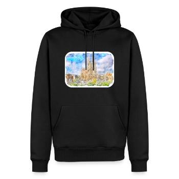 Barcelona Spanien Aquarell Skizze Gezeichnetes Gemälde - Männer Premium Bio Hoodie - Schwarz - Vorne - Nico (187cm)