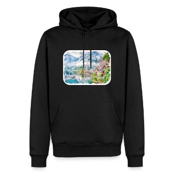 Autriche Aquarelle Esquisse Dessinée à la main Illustration - Sweat à capuche Premium bio Homme - noir - Devant - Nico (187cm)