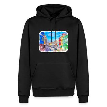 Venedig Italien Aquarell Skizze Illustration - Männer Premium Bio Hoodie - Schwarz - Vorne - Nico (187cm)