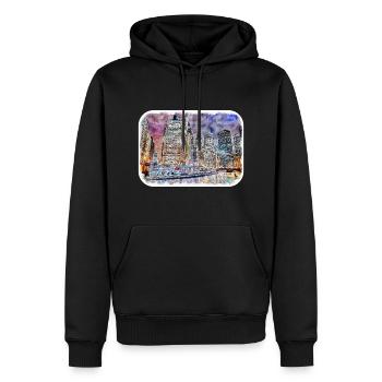Chicago USA Aquarell Skizze gezeichnete Illustration - Männer Premium Bio Hoodie - Schwarz - Vorne - Nico (187cm)