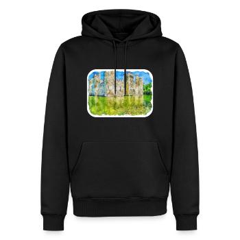 Angleterre Royaume-Uni Aquarelle Esquisse Dessinée à la main Peinture - Sweat à capuche Premium bio Homme - noir - Devant - Nico (187cm)