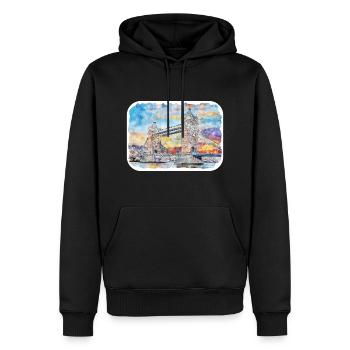 England UK Watercolor Sketch Drawn Illustration - Men’s Premium Organic Hoodie - black - Front - Nico (187cm)