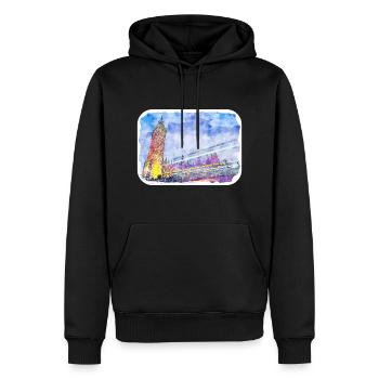 Uk Landmark Watercolor Sketch Painting Illustratio - Men’s Premium Organic Hoodie - black - Front - Nico (187cm)