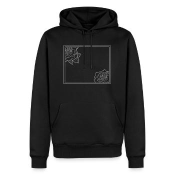 Cadre rectangulaire avec roses - Sweat à capuche Premium bio Homme - noir - Devant - Nico (187cm)