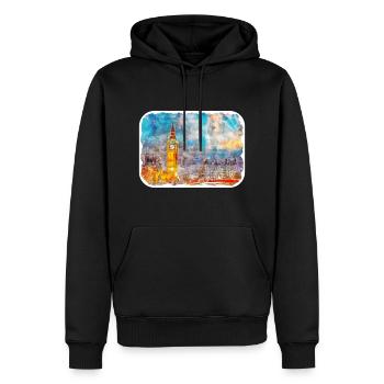 Uk Landmark Watercolor Sketch Painting Illustratio - Men’s Premium Organic Hoodie - black - Front - Nico (187cm)