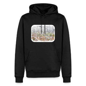 Tallinn Estland Aquarellskizze gezeichnet Illustrati - Männer Premium Bio Hoodie - Schwarz - Vorne - Nico (187cm)