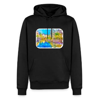 Illustration de l’esquisse à l’aquarelle de Slovénie - Sweat à capuche Premium bio Homme - noir - Devant - Nico (187cm)