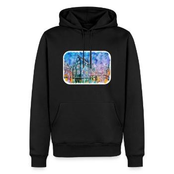 Amsterdam Niederlande Aquarellskizze Zeichnung - Männer Premium Bio Hoodie - Schwarz - Vorne - Nico (187cm)