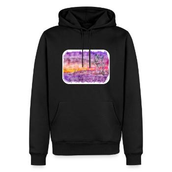 Los Angeles USA Aquarelle Sketch Illustration - Sweat à capuche Premium bio Homme - noir - Devant - Nico (187cm)