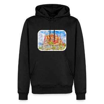 Thaïlande Aquarelle Esquisse Dessinée à la Main Illustration - Sweat à capuche Premium bio Homme - noir - Devant - Nico (187cm)