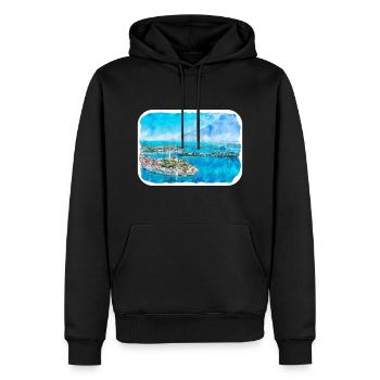 Kroatien Aquarellskizze Handgezeichnete Illustration - Männer Premium Bio Hoodie - Schwarz - Vorne - Nico (187cm)
