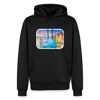 Australie Aquarelle Esquisse Dessinée à la Main Peinture - Sweat à capuche Premium bio Homme - noir - Devant - Nico (187cm)