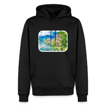 Autriche Aquarelle Esquisse Dessinée à la main Illustration - Sweat à capuche Premium bio Homme - noir - Devant - Nico (187cm)