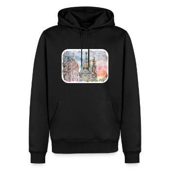 St. Petersburg Russland Aquarellskizze gezeichnet Drawi - Männer Premium Bio Hoodie - Schwarz - Vorne - Nico (187cm)