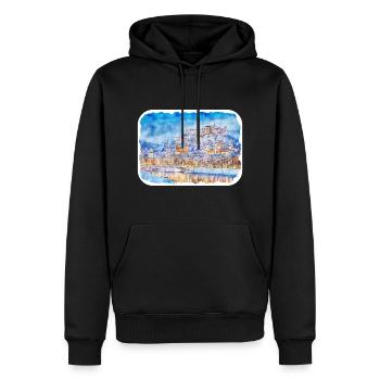 Autriche Aquarelle Esquisse Dessinée à la main Illustration - Sweat à capuche Premium bio Homme - noir - Devant - Nico (187cm)