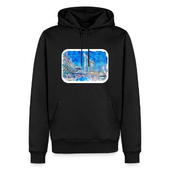 Singapour Aquarelle Esquisse Dessinée à la Main Peinture - Sweat à capuche Premium bio Homme - noir - Devant - Nico (187cm)