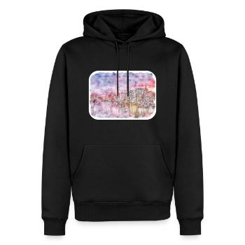 Pologne Repère Aquarelle Esquisse Dessin de peinture - Sweat à capuche Premium bio Homme - noir - Devant - Nico (187cm)