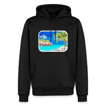 Thaïlande Aquarelle Esquisse Dessinée à la Main Illustration - Sweat à capuche Premium bio Homme - noir - Devant - Nico (187cm)