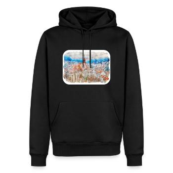 Brasov Roumanie Aquarelle Sketch Illustration - Sweat à capuche Premium bio Homme - noir - Devant - Nico (187cm)