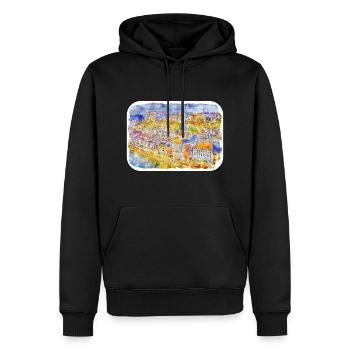 Allemagne Aquarelle Esquisse Dessinée à la main Illustration - Sweat à capuche Premium bio Homme - noir - Devant - Nico (187cm)