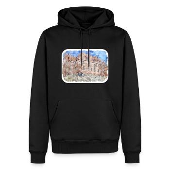 Pologne Repère Aquarelle Esquisse Dessin de peinture - Sweat à capuche Premium bio Homme - noir - Devant - Nico (187cm)